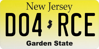 NJ license plate D04RCE