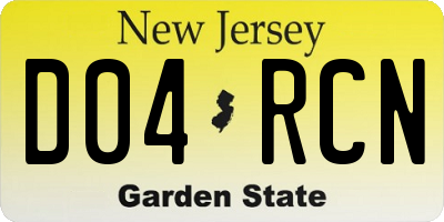 NJ license plate D04RCN