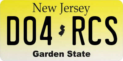 NJ license plate D04RCS