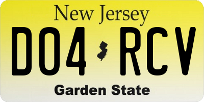 NJ license plate D04RCV