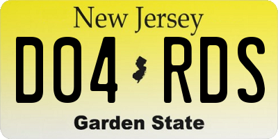 NJ license plate D04RDS