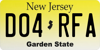 NJ license plate D04RFA