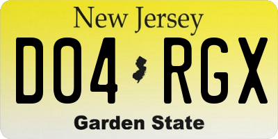 NJ license plate D04RGX