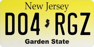 NJ license plate D04RGZ
