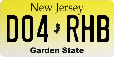 NJ license plate D04RHB