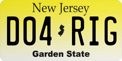 NJ license plate D04RIG