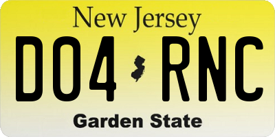 NJ license plate D04RNC