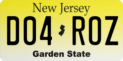 NJ license plate D04ROZ