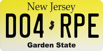 NJ license plate D04RPE