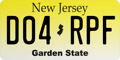 NJ license plate D04RPF