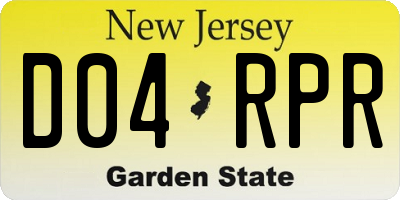 NJ license plate D04RPR