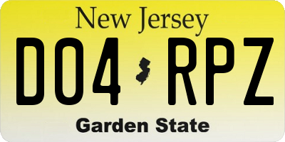 NJ license plate D04RPZ