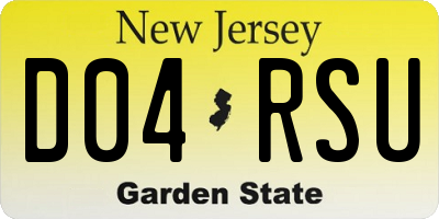 NJ license plate D04RSU