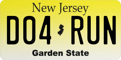 NJ license plate D04RUN
