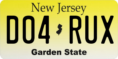 NJ license plate D04RUX