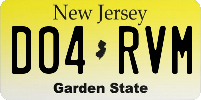 NJ license plate D04RVM