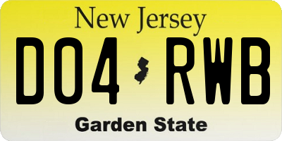 NJ license plate D04RWB