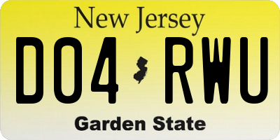 NJ license plate D04RWU