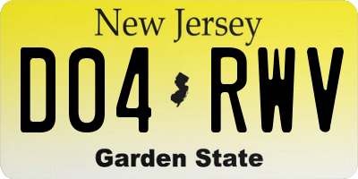 NJ license plate D04RWV