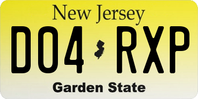 NJ license plate D04RXP