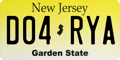 NJ license plate D04RYA