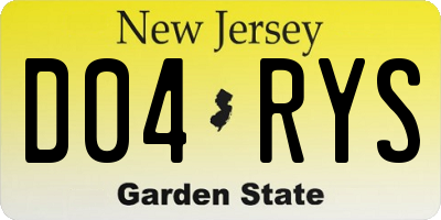 NJ license plate D04RYS