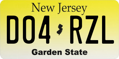 NJ license plate D04RZL