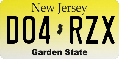 NJ license plate D04RZX