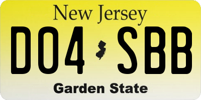 NJ license plate D04SBB