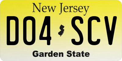 NJ license plate D04SCV