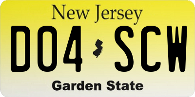 NJ license plate D04SCW