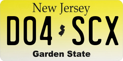 NJ license plate D04SCX