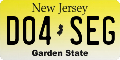 NJ license plate D04SEG