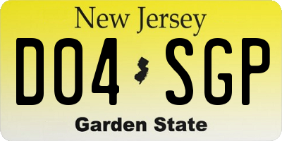 NJ license plate D04SGP
