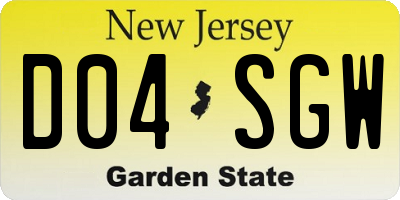 NJ license plate D04SGW