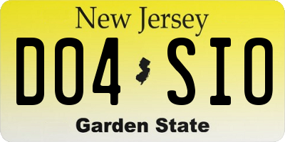 NJ license plate D04SIO