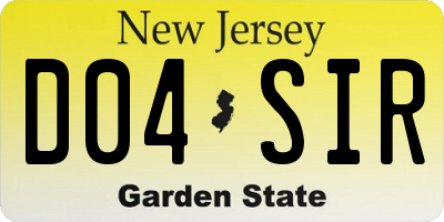 NJ license plate D04SIR