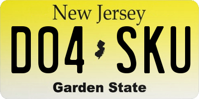 NJ license plate D04SKU