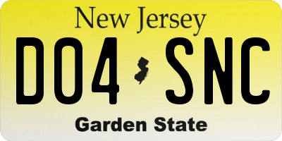 NJ license plate D04SNC