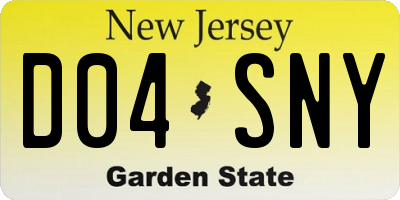 NJ license plate D04SNY
