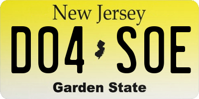 NJ license plate D04SOE