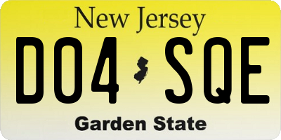 NJ license plate D04SQE
