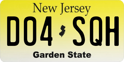 NJ license plate D04SQH