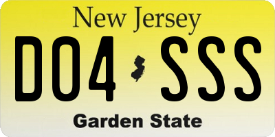 NJ license plate D04SSS