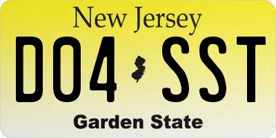 NJ license plate D04SST