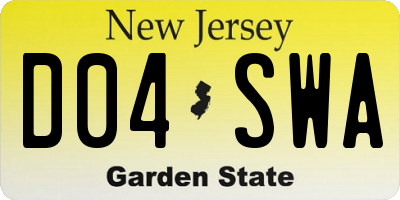 NJ license plate D04SWA