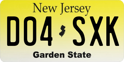 NJ license plate D04SXK
