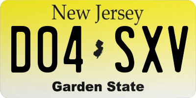 NJ license plate D04SXV