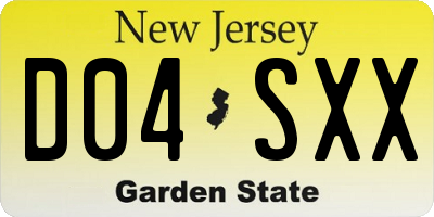 NJ license plate D04SXX