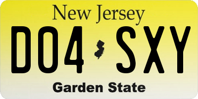 NJ license plate D04SXY
